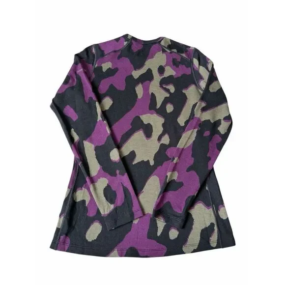 Icebreaker Long Sleeve Crew Top Shirt 260 Vertex Wool Camo Black Purple Green si - Picture 3 of 10